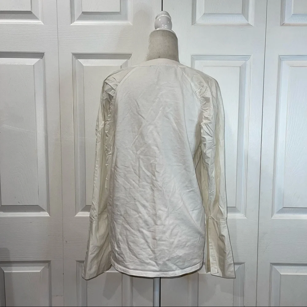 Zara Puff Sleeves White Long Sleeve Blouse